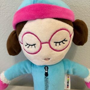 Novagratz Plush brown hair girl w fluffy cuffs hat 17”Target excl glasses